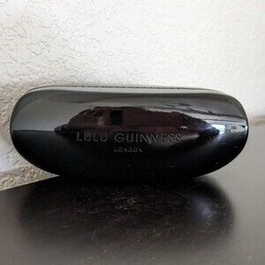 LuLu Guinness Hard Shell Sunglasses Case - Black with Red Interior & Gold Lips